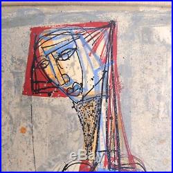 Guy Renne Modern Nude French Modernist (1925-1991) Original Painting Cubist Vtg