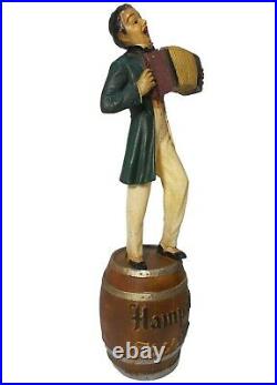 HAMPDEN MILD ALE VINT BEER ADVERTISING PNTD CHALKWARE FIG, WithACCORDION on BARREL