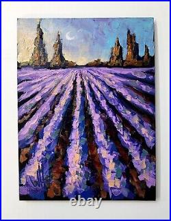 HAWKINS vintage style Art oil & Acrylic Painting (s) lavender flower field Day
