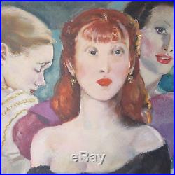 HEISE VINTAGE 1950's GORGEOUS FEMALE FIGURES PORTRAIT 34 OIL PAINTING SIGNED