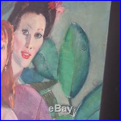 HEISE VINTAGE 1950's GORGEOUS FEMALE FIGURES PORTRAIT 34 OIL PAINTING SIGNED