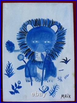 HENRI MAIK oil painting on canvas, vtg stamped signed