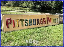 HUGE 1960s Pittsburgh Paints Dealer Sign Large Industrial Gas Oil Sign 16 VTG