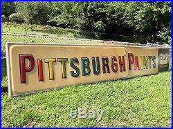 HUGE 1960s Pittsburgh Paints Dealer Sign Large Industrial Gas Oil Sign 16 VTG