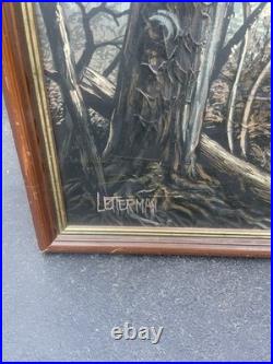 HUGE Letterman Vintage Retro 70s 80s Signed Painting 63 x 43 Duck Geese Flight