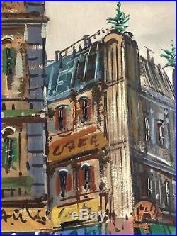 HUGE Mid-Century SIGNED A. Jouteuier OIL PAINTING French PARIS Street Scene VTG