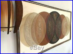 HUGE Vintage ABSTRACT CIRCLES 62 Oil Painting MID-CENTURY MODERN Wall Art MCM