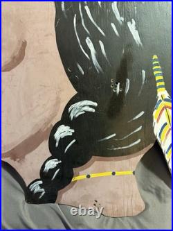 HUGE Vintage Folk Art Painted Wooden Native Indian Head Advertising Sign