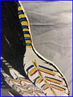 HUGE Vintage Folk Art Painted Wooden Native Indian Head Advertising Sign