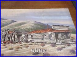 H Harold Hancock Acrylic Painting Signed Rawhide Nevada Large Masterpiece Vtg