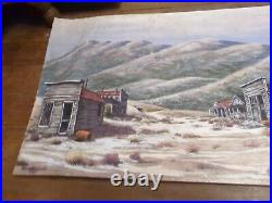 H Harold Hancock Acrylic Painting Signed Rawhide Nevada Large Masterpiece Vtg