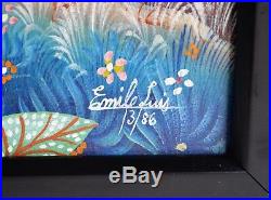 Haitian Art Vintage Oil Painting Canvas 1986 Signed Emile Luis Haiti Art