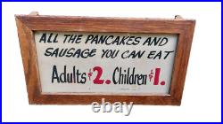 Hand Painted ALL YOU CAN EAT PANCAKE Sign 1930 Methodists Folk Art