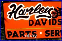 Hand Painted HARLEY DAVIDSON Motorcycle Sign Garage Shop Parts Service Man Cave