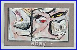 Harold Laynor Vtg Mid Century Modern Art Bird Mixed Media Oil Painting New York