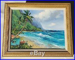 Hawaiian Vintage BEVERLY FETTIG Palette Knife Oil PAINTING of HAWAII Excellent