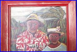 Hawaiin Polynesian Art Painting Vintage 16x20 Framed Signed Rare 1947