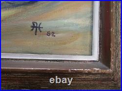 Herrera Signed Painting Mexico Expressionist Landscape Figures Modernism Vintage