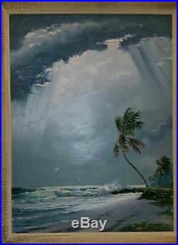 Highwaymen Signed Sam Newton Beach Painting On Board 24 X 18 Portrait Style