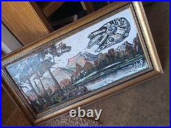 Huge Embellsihed Art- Millennium Falcon Vintage Painting Signed By Mister 8