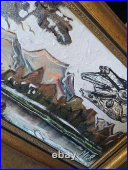 Huge Embellsihed Art- Millennium Falcon Vintage Painting Signed By Mister 8
