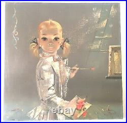 Igor Pantuhoff Big Eyes Girl Original Signed Oil Painting on Canvas Young Artist