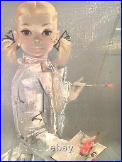 Igor Pantuhoff Big Eyes Girl Original Signed Oil Painting on Canvas Young Artist
