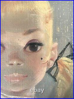 Igor Pantuhoff Big Eyes Girl Original Signed Oil Painting on Canvas Young Artist