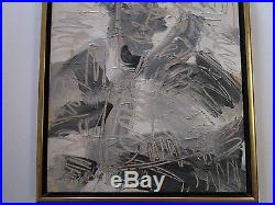 Illegibly Signed Vintage Modernist Painting Abstract Expressionist Portrait