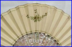 Important Mother Of Pearl And Paper Hand Painted And Signed Hand Fan