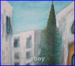 Impressionist Cityscape vintage oil painting signed