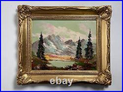 Impressionist Lake Landscape Vintage Original Oil Painting -Signed -Gilt Frame