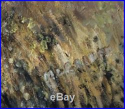 Impressionist Vintage Oil Painting Of A Rural Scene With River. Signed