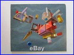 Impressive Abstract Painting Surrealism Signed Suprematism Geometric Mystery Vtg