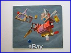 Impressive Abstract Painting Surrealism Signed Suprematism Geometric Mystery Vtg