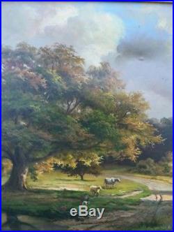 Incredible Vintage Hudson River School Style Landscape Oil On Canvas Signed Cole