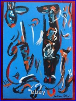 JACKSON POLLOCK oil painting on canvas, vtg stamped signed