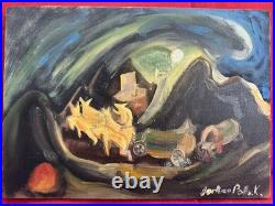 JACKSON POLLOCK oil painting on canvas, vtg stamped signed