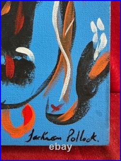 JACKSON POLLOCK oil painting on canvas, vtg stamped signed