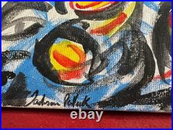 JACKSON POLLOCK oil painting on canvas, vtg stamped signed