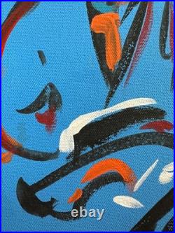 JACKSON POLLOCK oil painting on canvas, vtg stamped signed