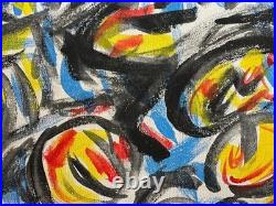 JACKSON POLLOCK oil painting on canvas, vtg stamped signed