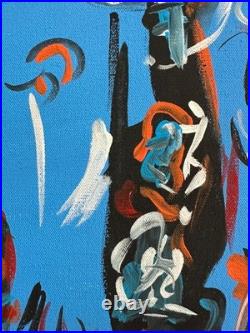 JACKSON POLLOCK oil painting on canvas, vtg stamped signed