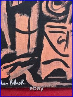 JACKSON POLLOCKoil painting on canvas, vtg stamped signed