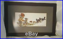 JOAN AREND KICKBUSH. SIGNED VINTAGE WATERCOLORS ESKIMO CHILD with DOGS