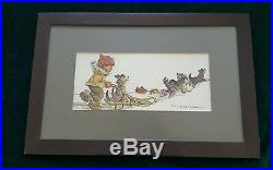 JOAN AREND KICKBUSH. SIGNED VINTAGE WATERCOLORS ESKIMO CHILD with DOGS