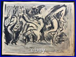 JOSE CLEMENTE OROZCO drawing and painting on old paper signed stamped vintage JOSE CLEMENTE OROZCO drawing and painting on old paper signed stamped vintage