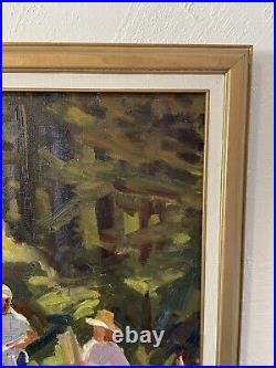 James Jim McVicker Vintage Signed Original Impressionism Painting Garden Scene