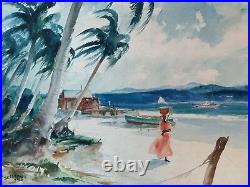 James Milton Sessions Original Watercolor Tropical Beach