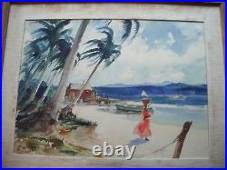 James Milton Sessions Original Watercolor Tropical Beach